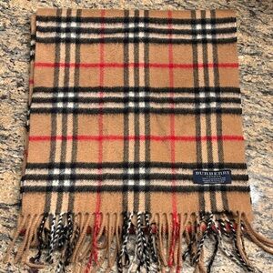 Authentic 100% Cashmere Camel Checkered Wool Scarf